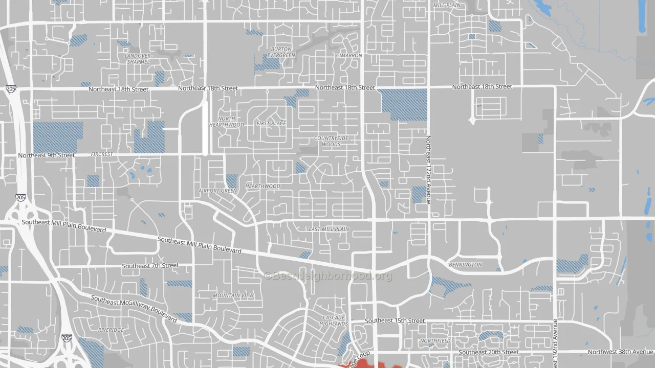 Transit Grade map of Countryside Woods, Vancouver, WA