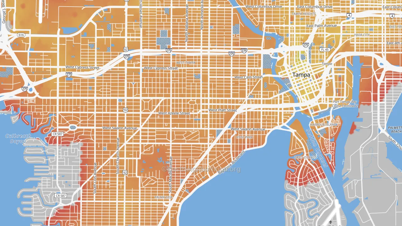 Transit Grade map of Courier City, Tampa, FL