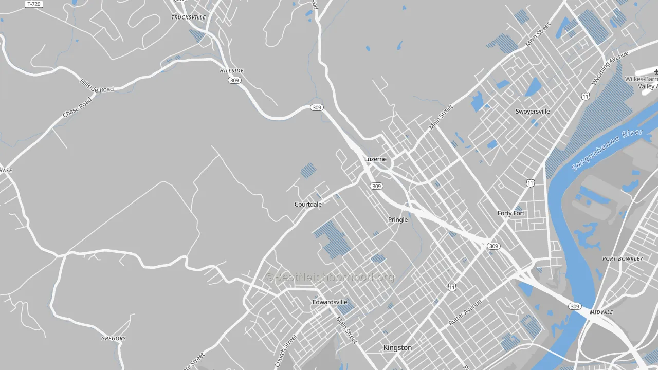 Transit Grade map of Courtdale, PA