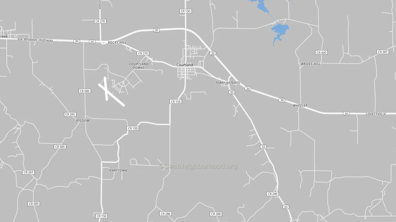 Transit Grade map of Courtland, AL