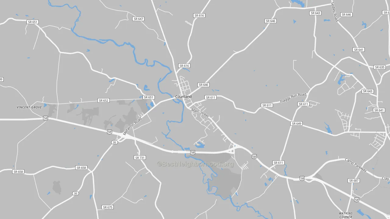 Transit Grade map of Courtland, VA