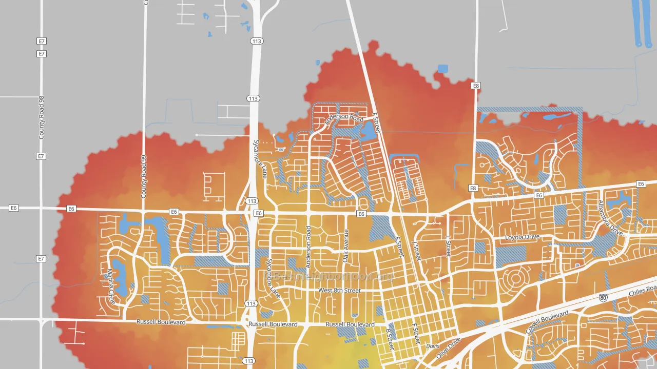 Transit Grade map of Covell Park, Davis, CA