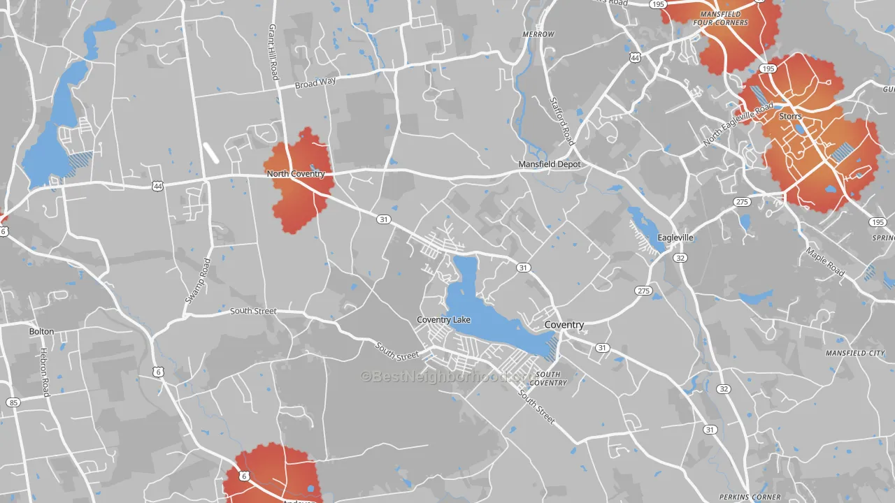 Transit Grade map of Coventry, CT