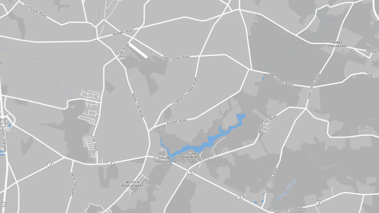 Transit Grade map of Coverdale Crossroads, DE