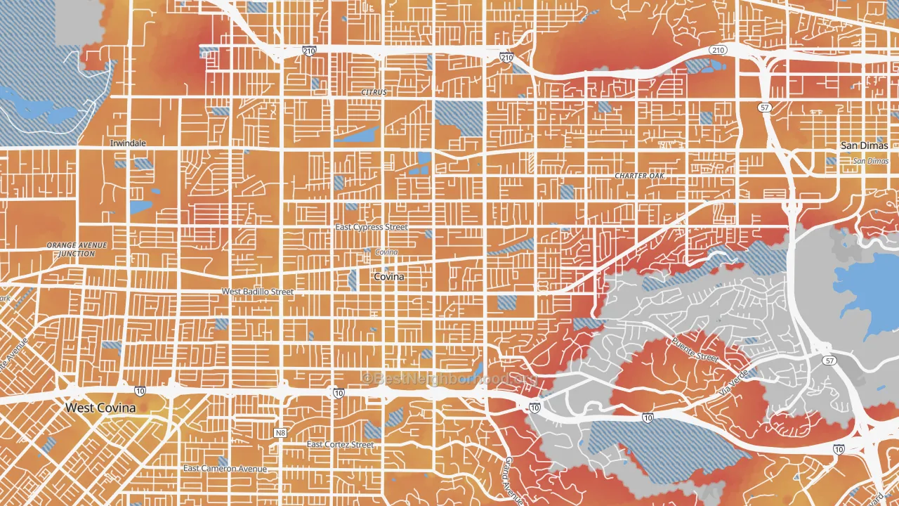 Transit Grade map of Covina, CA