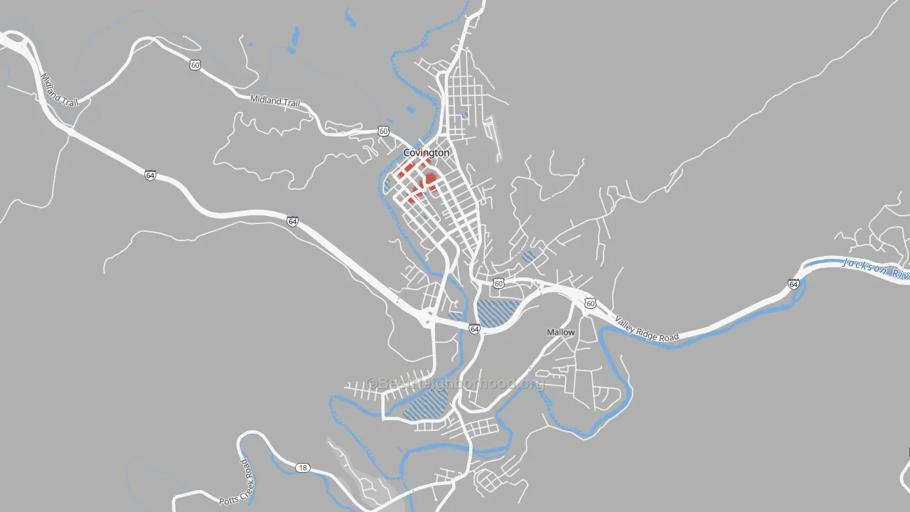 Transit Grade map of Covington City, VA