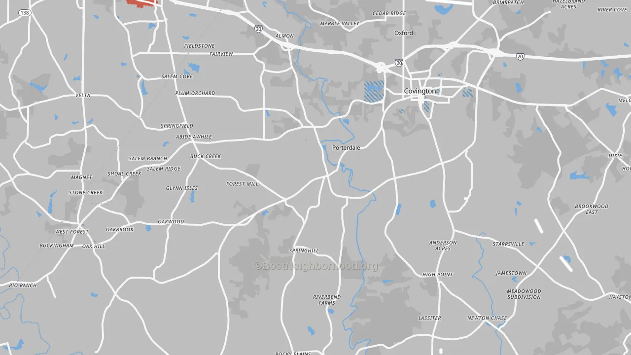 Transit Grade map of Covington, GA