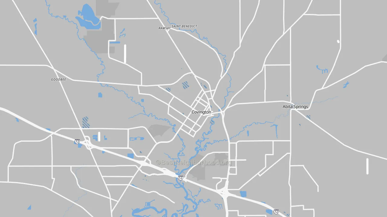Transit Grade map of Covington, LA