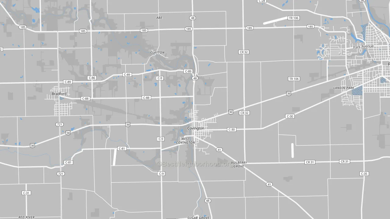 Transit Grade map of Covington, OH
