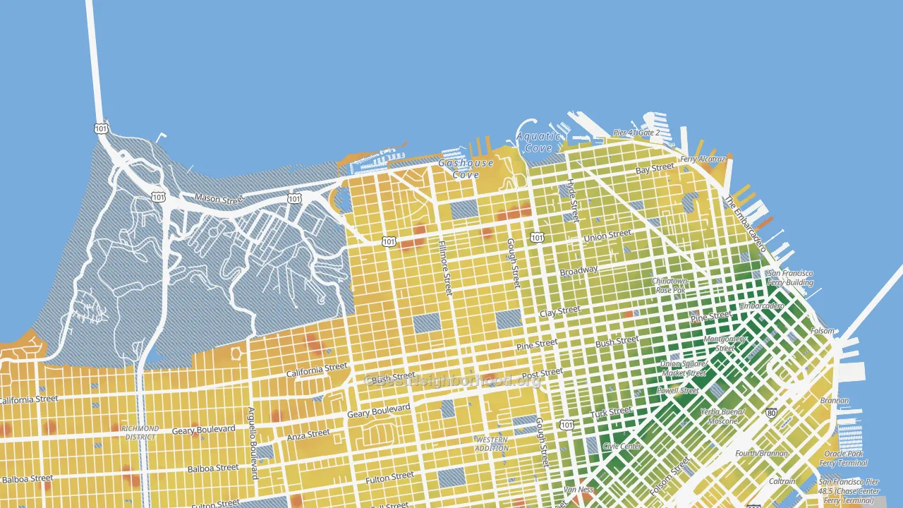 Transit Grade map of Cow Hollow, San Francisco, CA