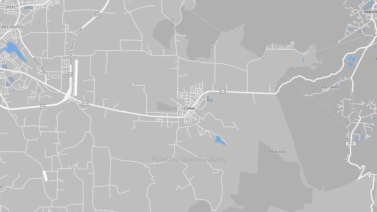 Transit Grade map of Cowan, TN