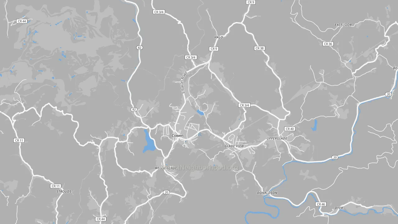 Transit Grade map of Cowen, WV
