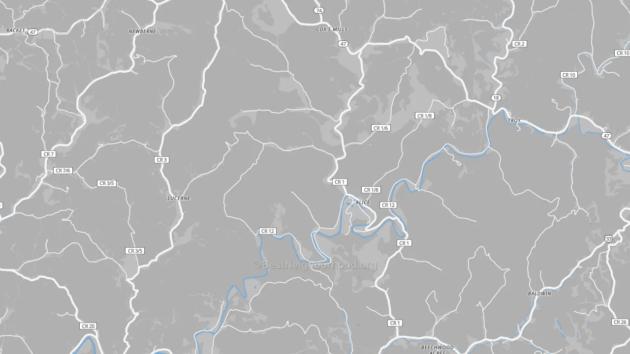Transit Grade map of Coxs Mills, WV