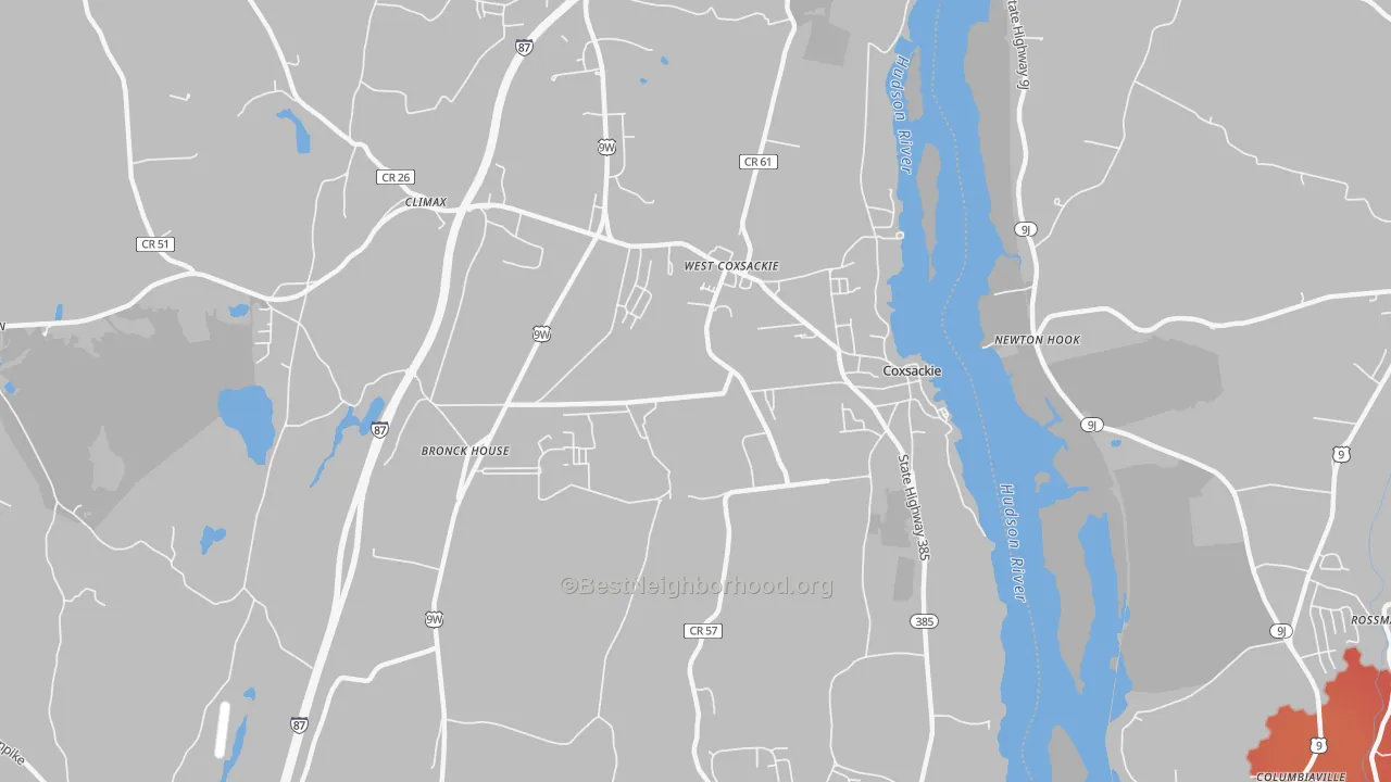 Transit Grade map of Coxsackie, NY