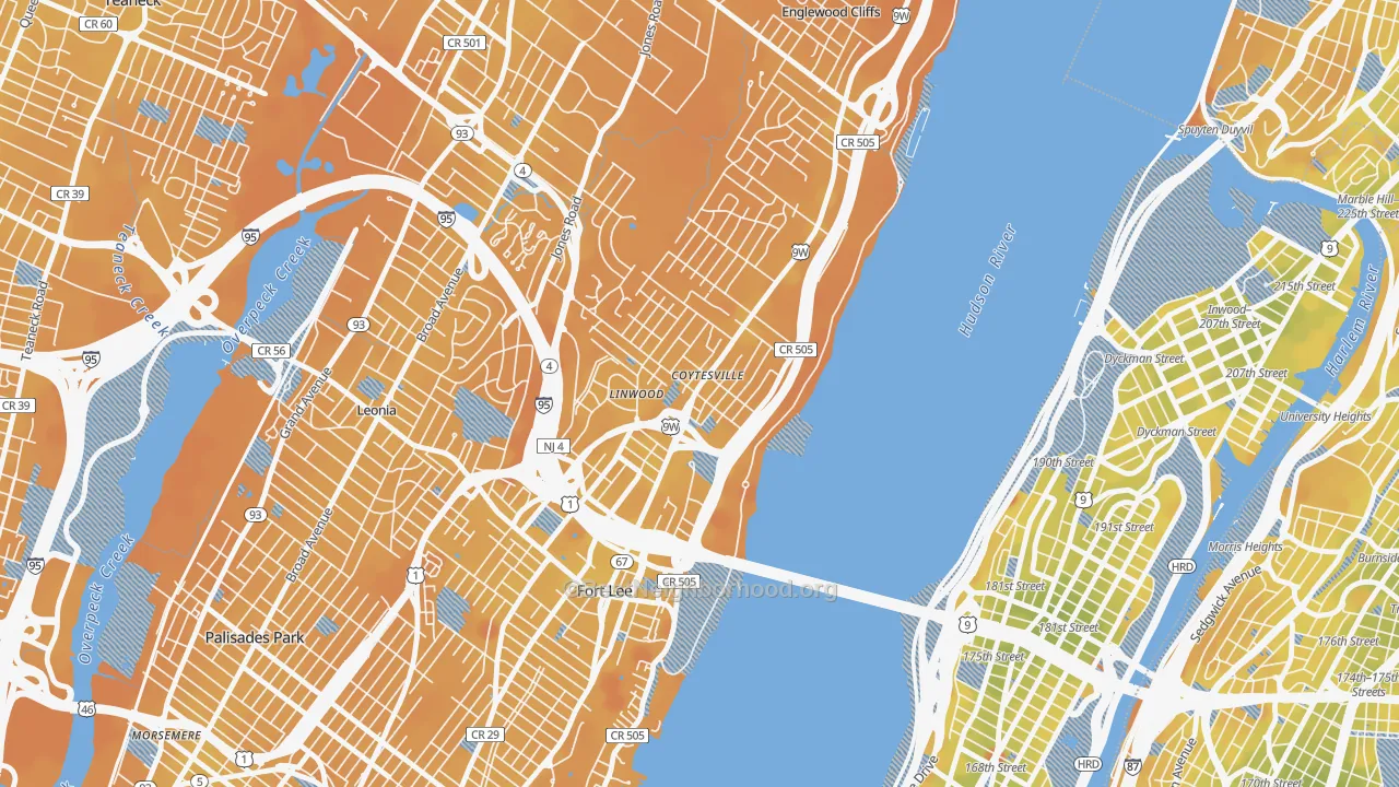 Transit Grade map of Coytesville, Fort Lee, NJ