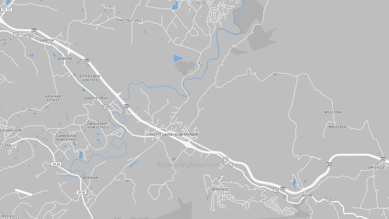 Transit Grade map of Crab Orchard, TN