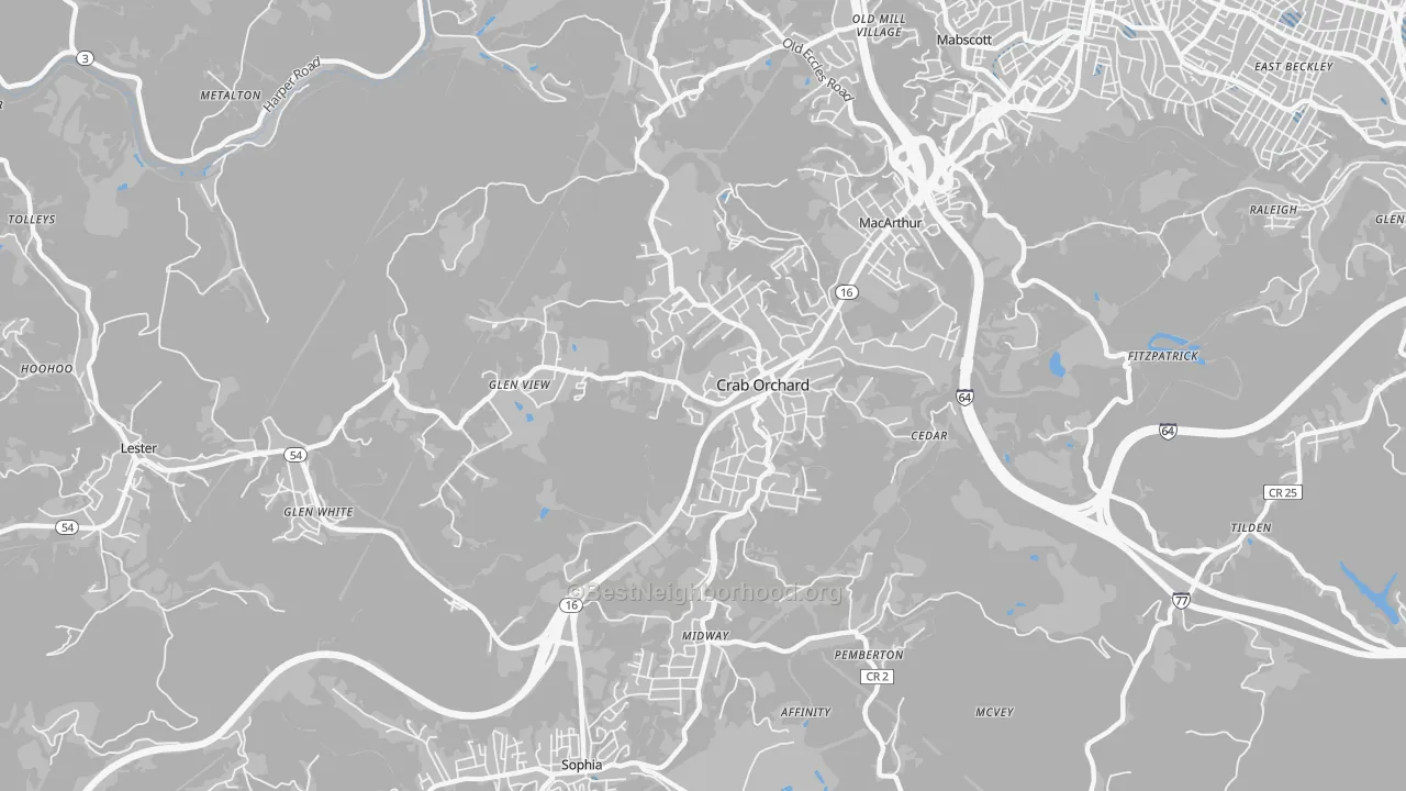 Transit Grade map of Crab Orchard, WV