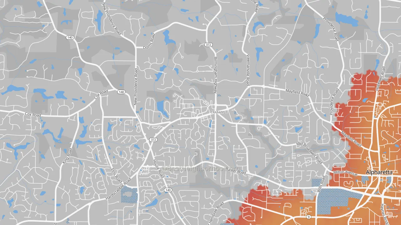 Transit Grade map of Crabapple, Milton, GA