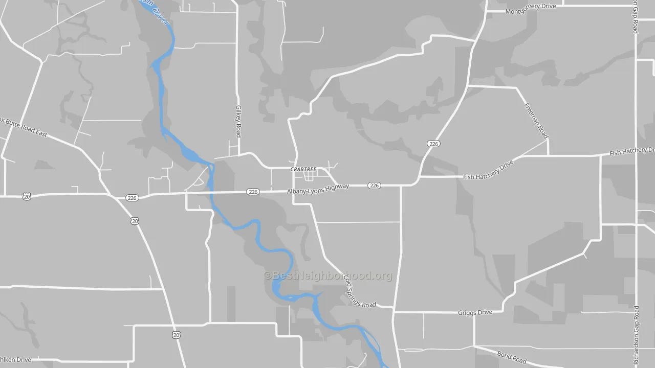 Transit Grade map of Crabtree, OR