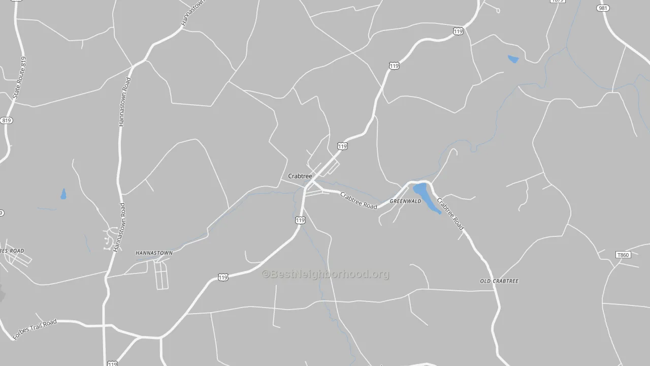 Transit Grade map of Crabtree, PA