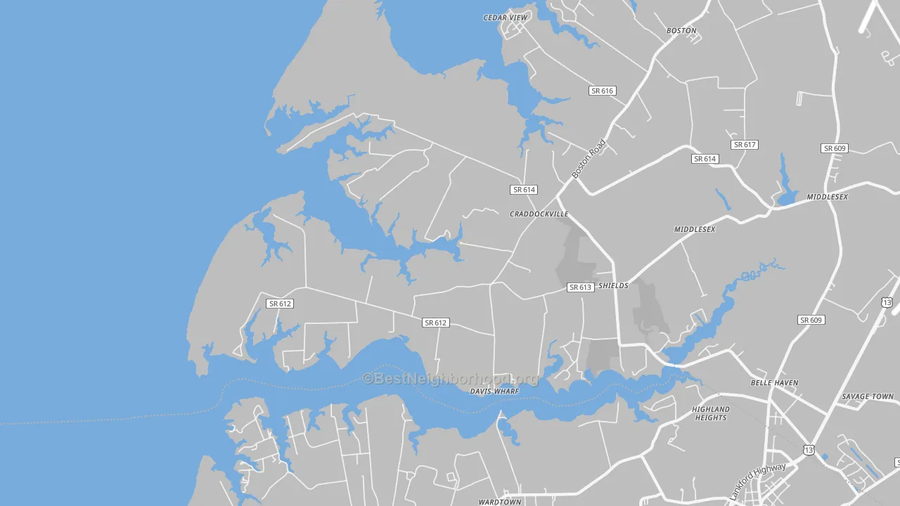 Transit Grade map of Craddockville, VA