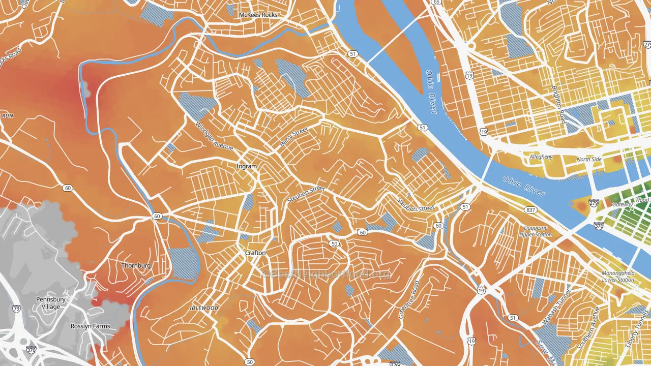 Transit Grade map of Crafton Heights, Pittsburgh, PA