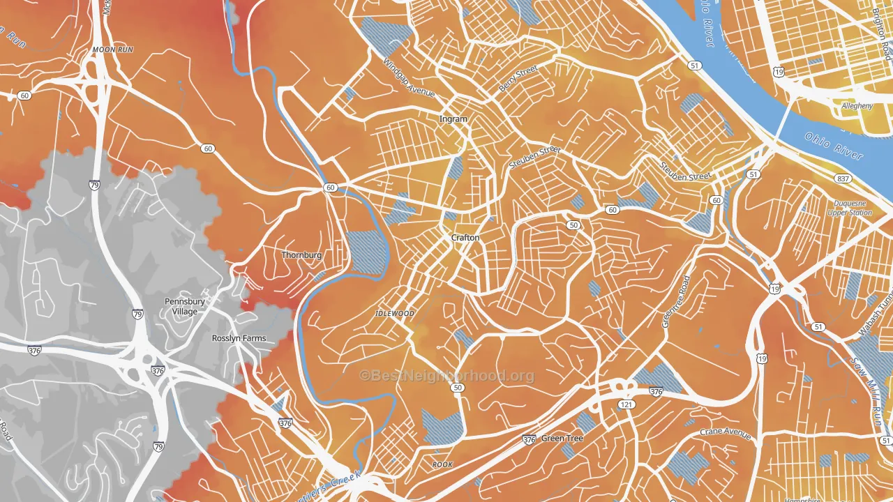 Transit Grade map of Crafton, PA
