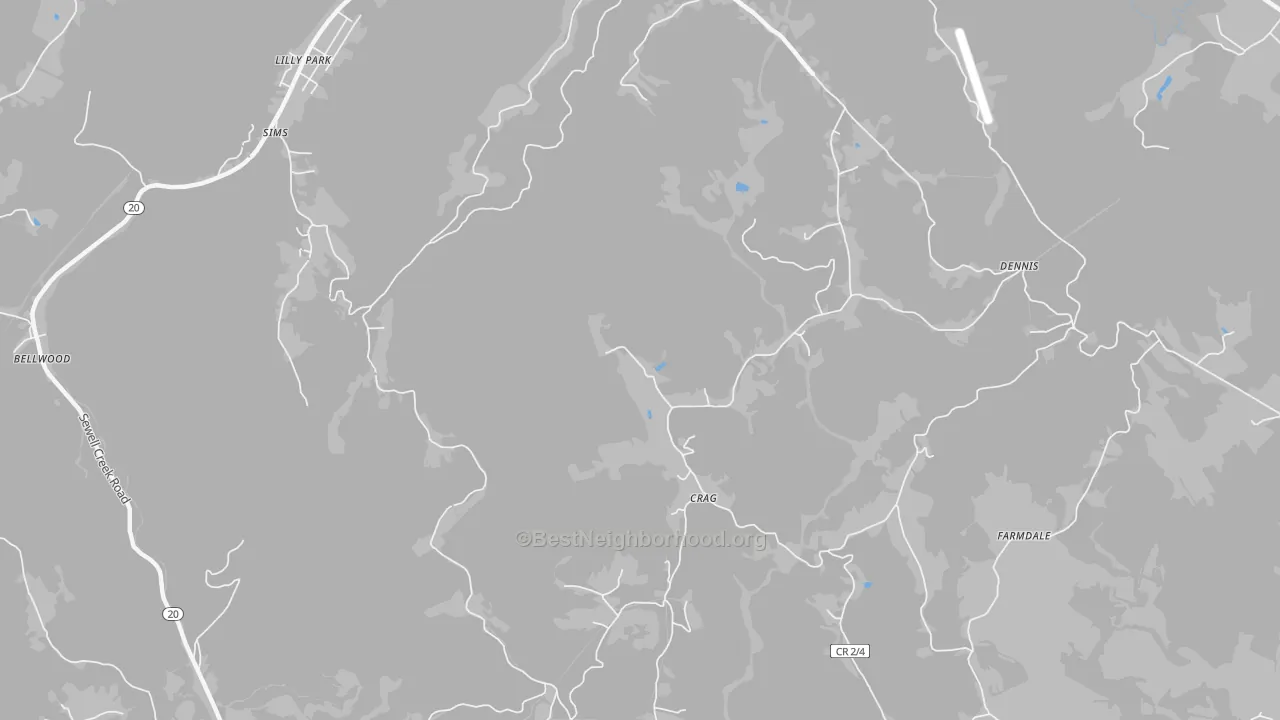 Transit Grade map of Crag, WV