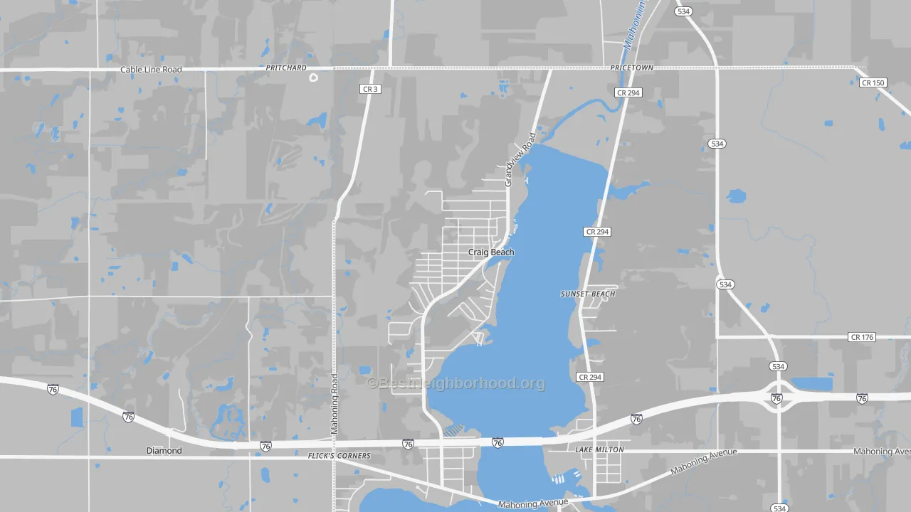 Transit Grade map of Craig Beach, OH