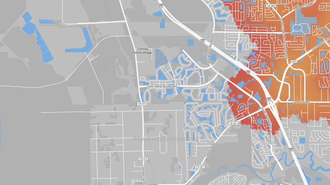 Transit Grade map of Craig Farms, Port Orange, FL