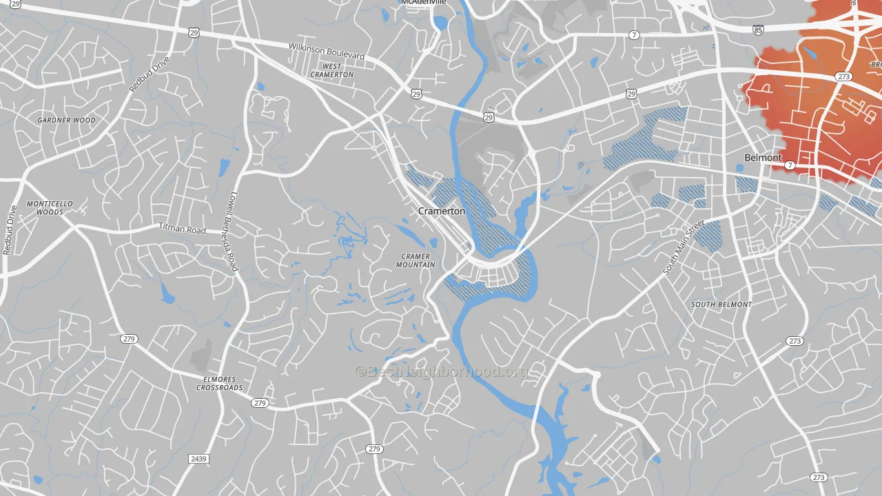 Transit Grade map of Cramerton, NC