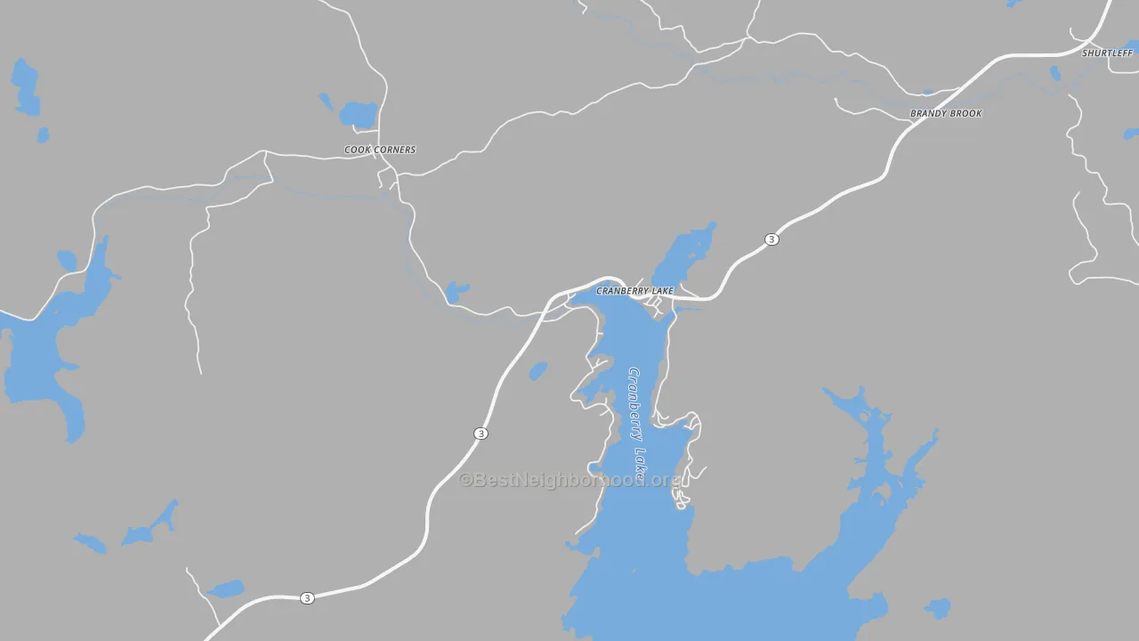 Transit Grade map of Cranberry Lake, NY