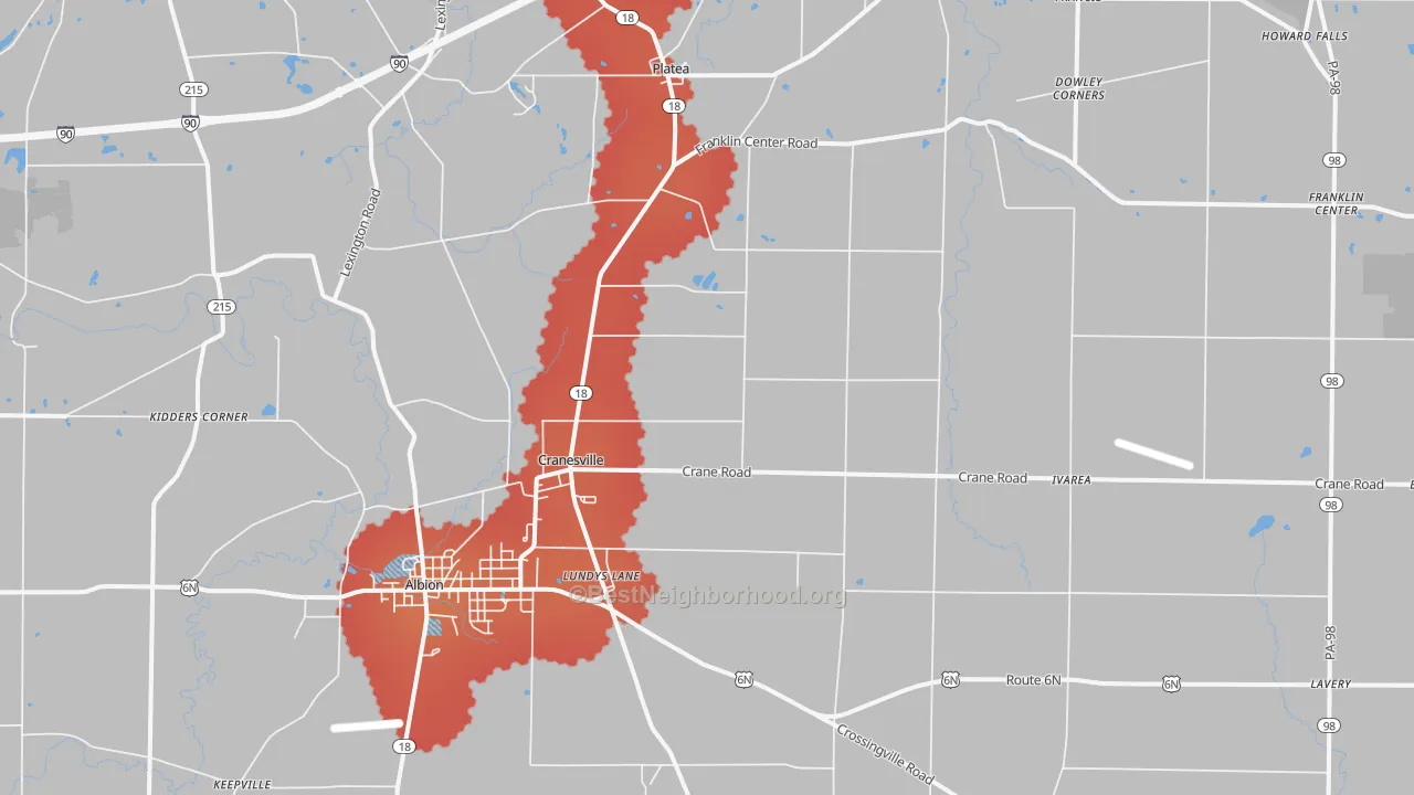 Transit Grade map of Cranesville, PA