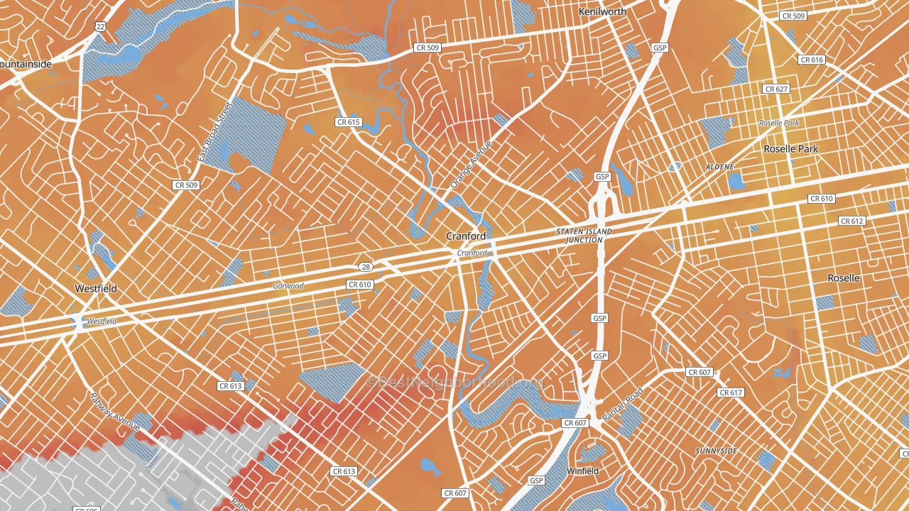 Transit Grade map of Cranford, NJ