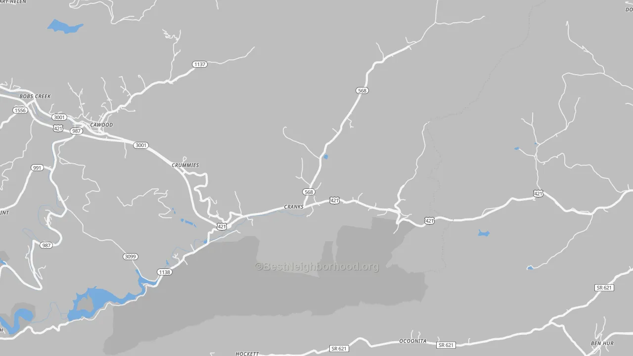 Transit Grade map of Cranks, KY