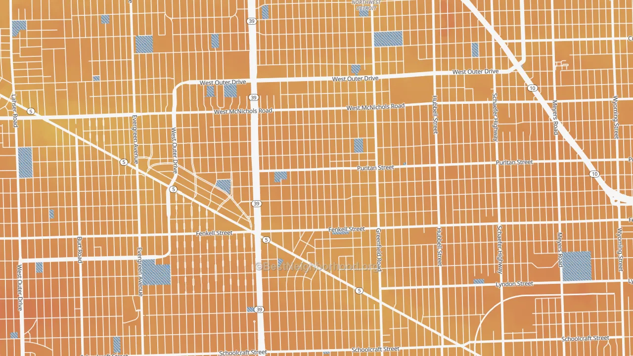 Transit Grade map of Crary-St Marys, Detroit, MI