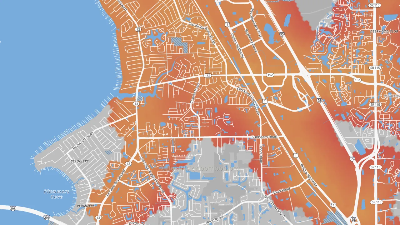 Transit Grade map of Craven, Jacksonville, FL