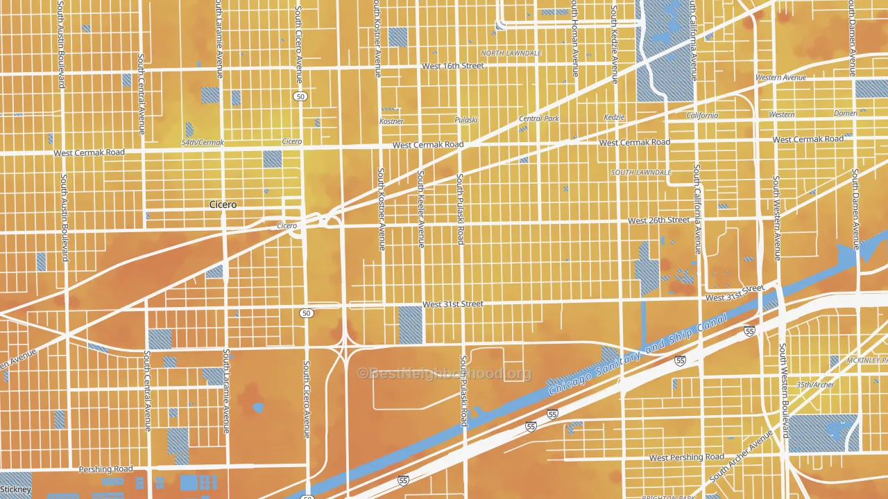 Transit Grade map of Crawford, Chicago, IL