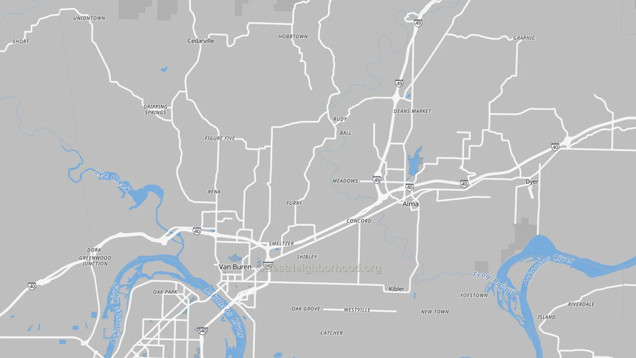 Transit Grade map of Crawford County, AR