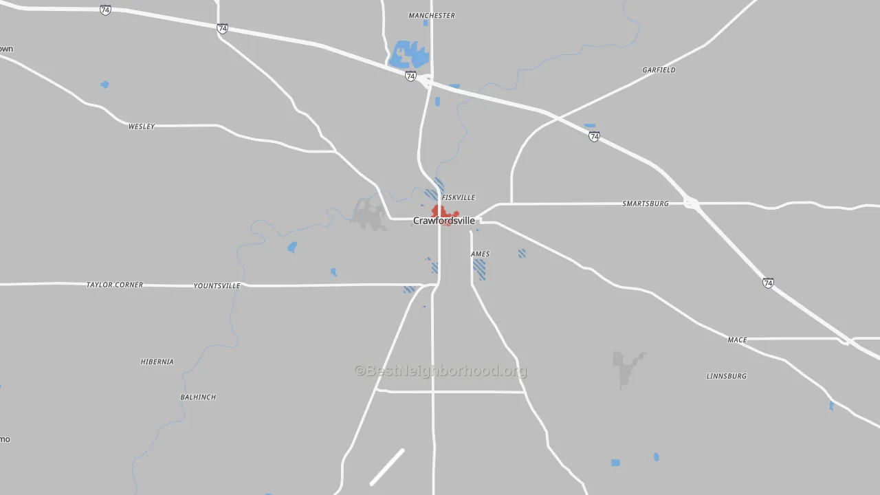 Transit Grade map of Crawfordsville, IN