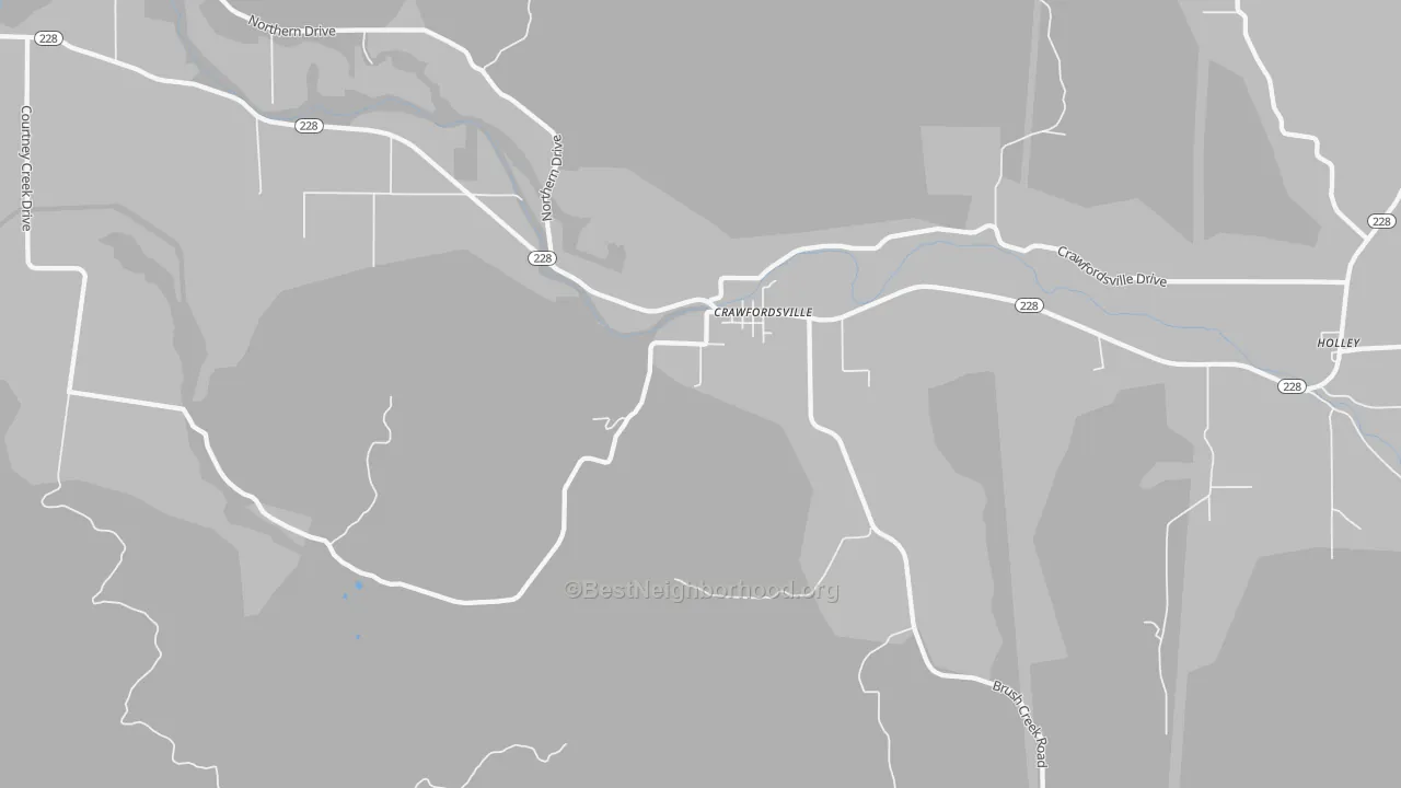 Transit Grade map of Crawfordsville, OR