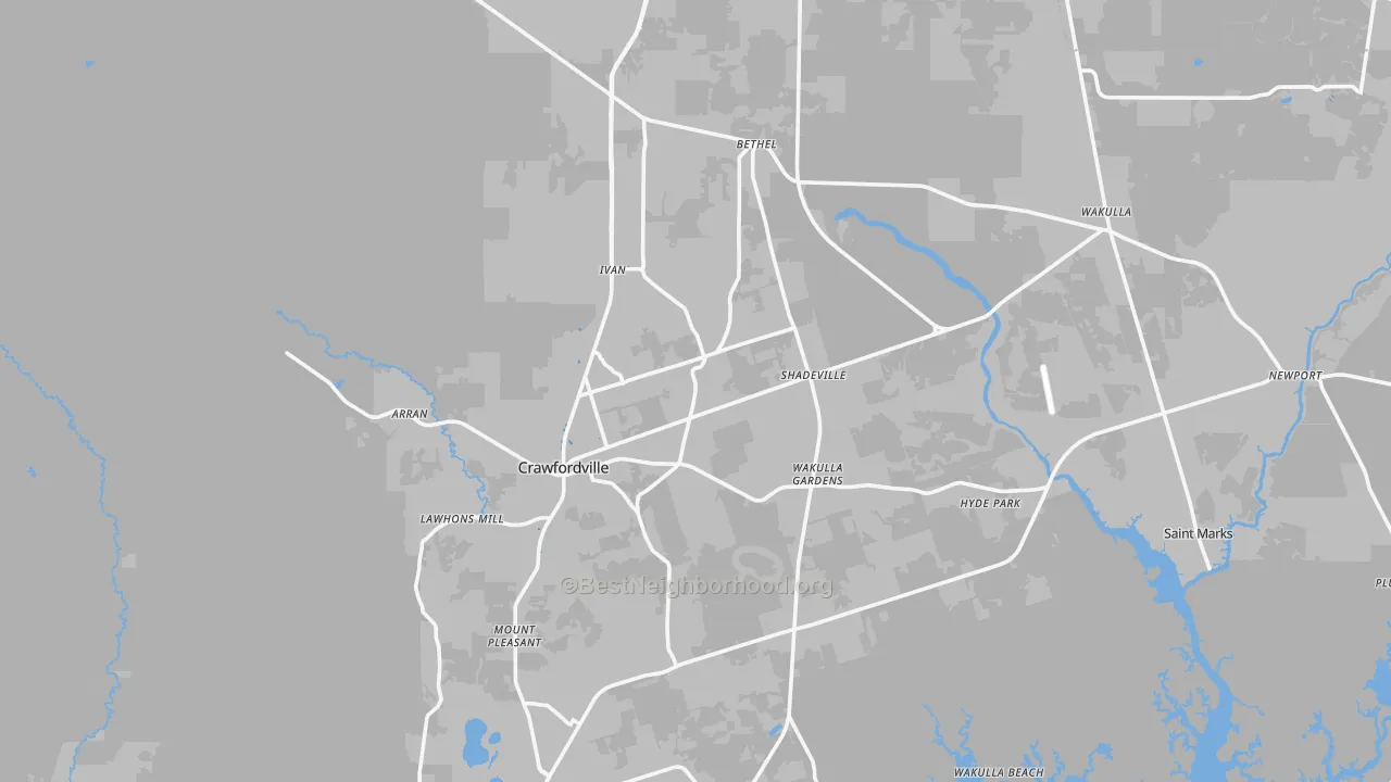 Transit Grade map of Crawfordville, FL