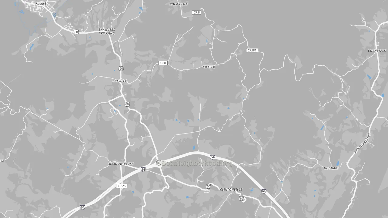 Transit Grade map of Crawley, WV
