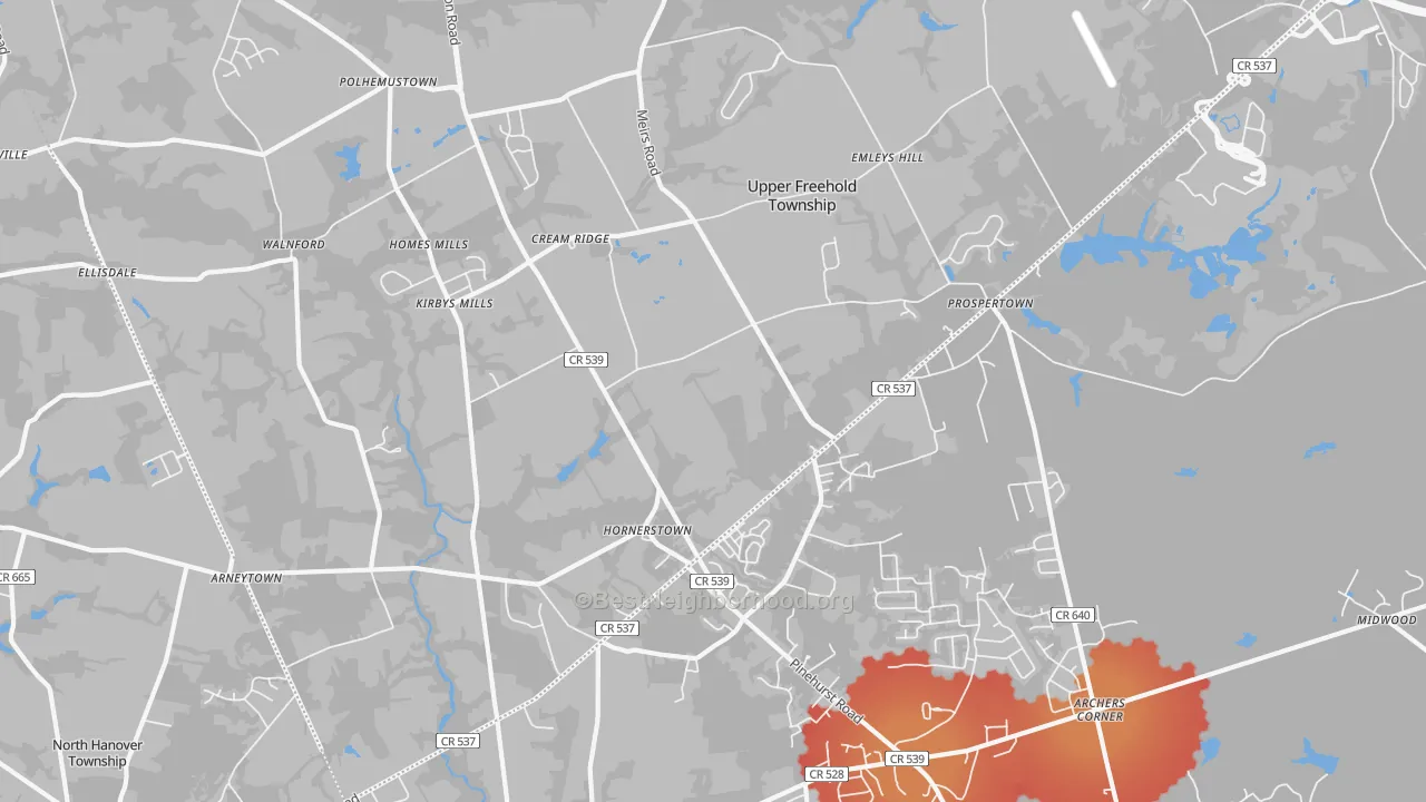 Transit Grade map of Cream Ridge, NJ