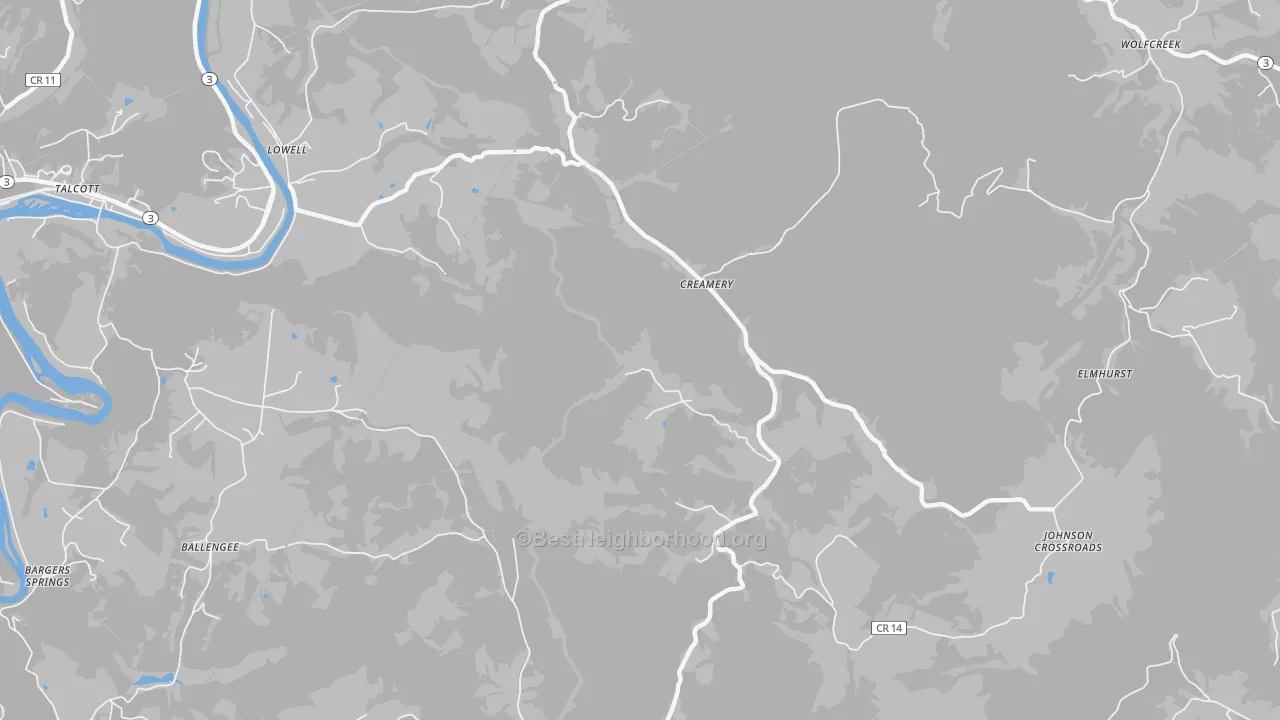 Transit Grade map of Creamery, WV