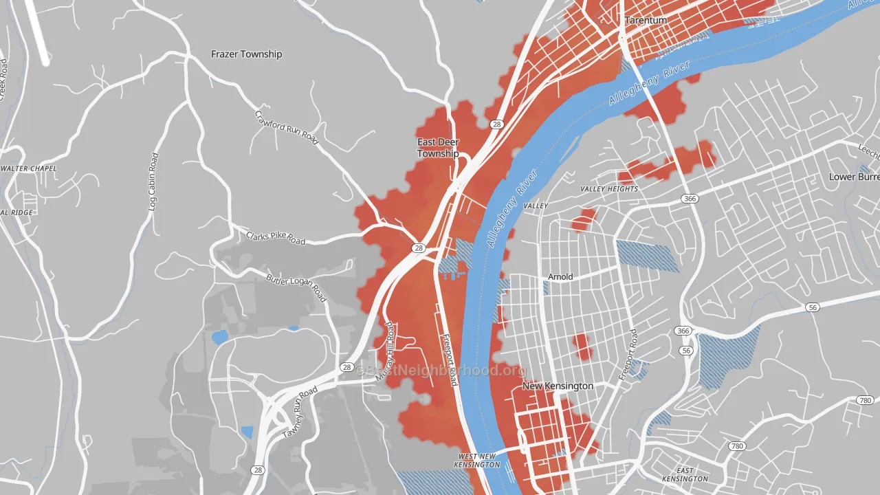 Transit Grade map of Creighton, PA