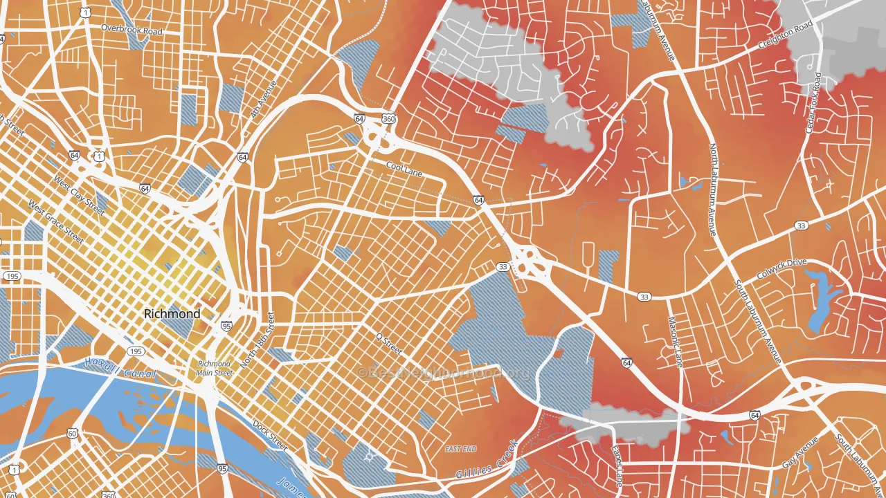 Transit Grade map of Creighton, Richmond, VA