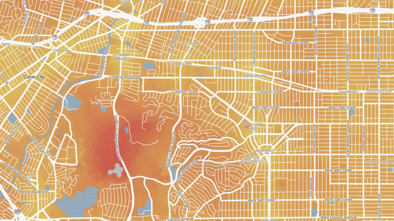 Transit Grade map of Crenshaw, Los Angeles, CA
