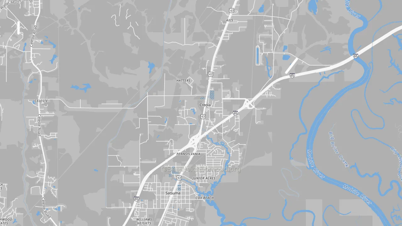 Transit Grade map of Creola, AL