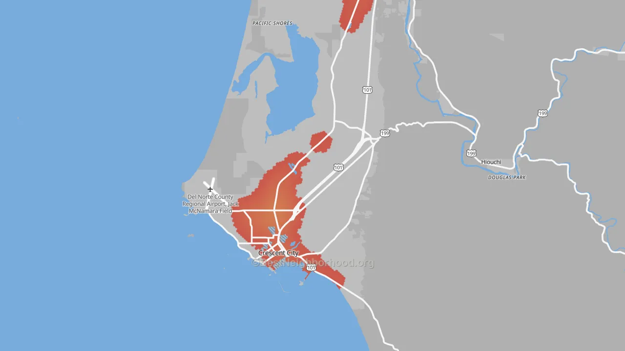 Transit Grade map of Crescent City, CA